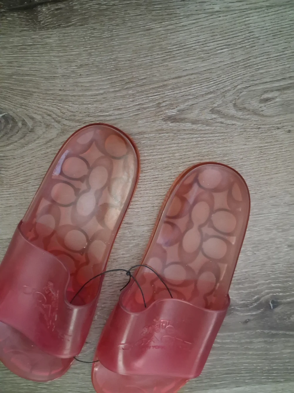 Coach Red Translucent Slide Sandals
